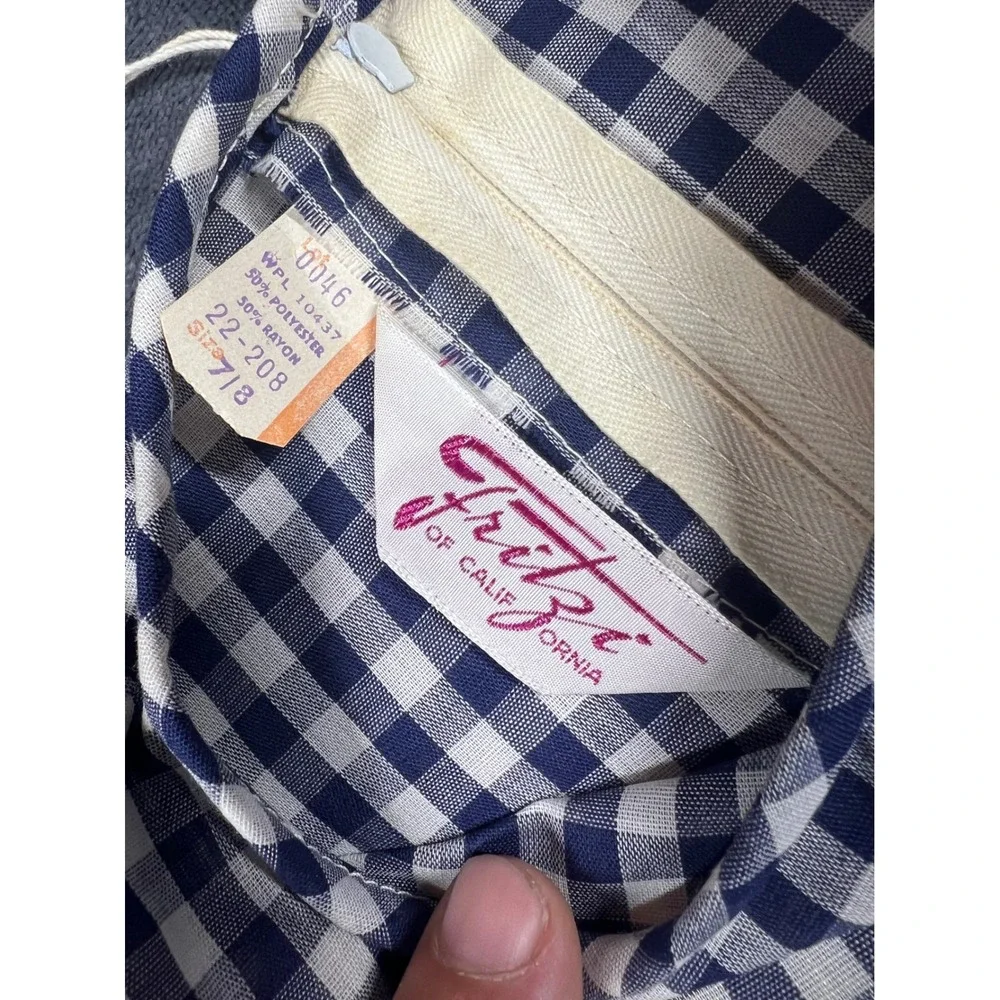 Fritzi of California Gingham‎ Dress Vintage Sleeveless Fit & Flare Size 18 - Picture 5 of 11